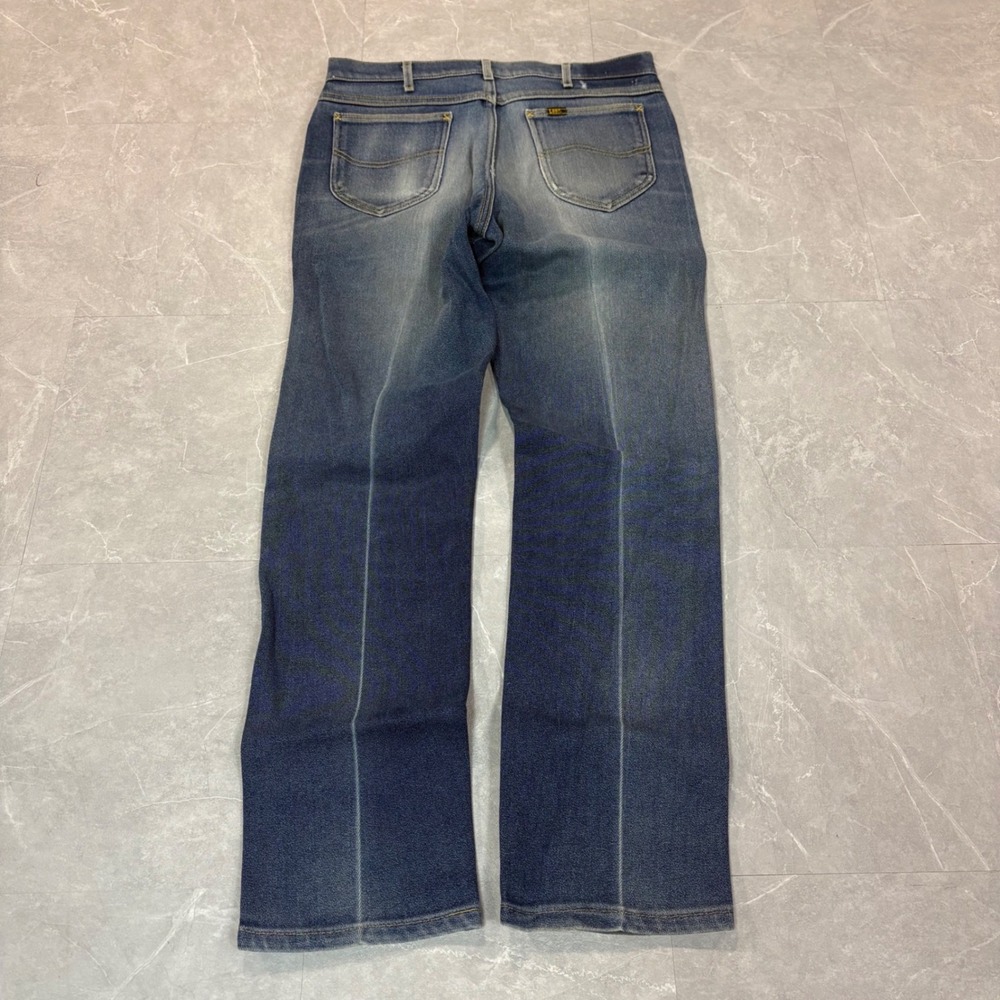 Vintage Lee Straight Leg Blue Denim Jeans Faded Distressed Men 34x32